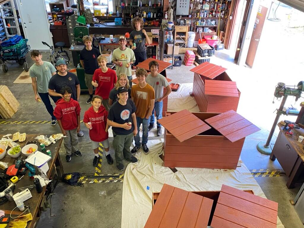 Eagle Scouts help build trash boxes Apr 2022